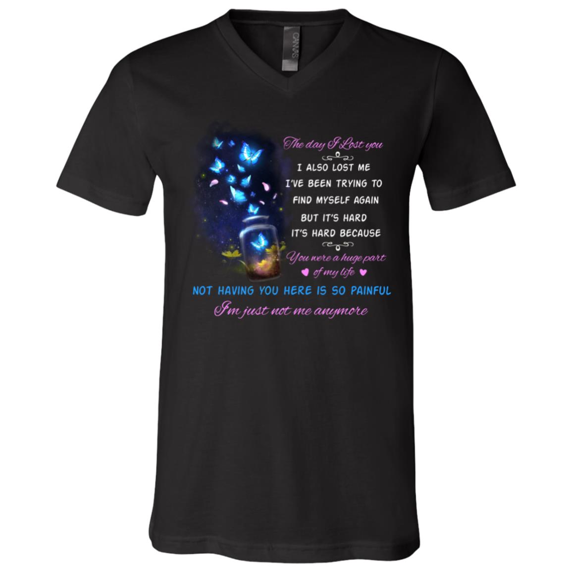 The Day I Lost You, Black, V-Neck T-Shirt