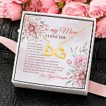 To My Mom I Love You To Me You Are the World Mother Daughter Gift Infinity Heart Pendant Necklace