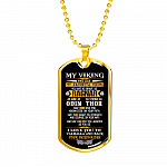My Viking You Are My Favorite Viking You Are As Brave As Ragnar As Wise As Odin Dog Tag Pendant Necklace - Dog Tag (Gold Plated)