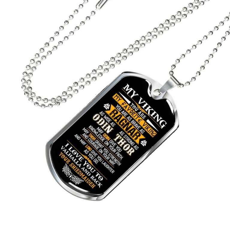 My Viking You Are My Favorite Viking You Are As Brave As Ragnar As Wise As Odin Dog Tag Pendant Necklace - Dog Tag (Silver)