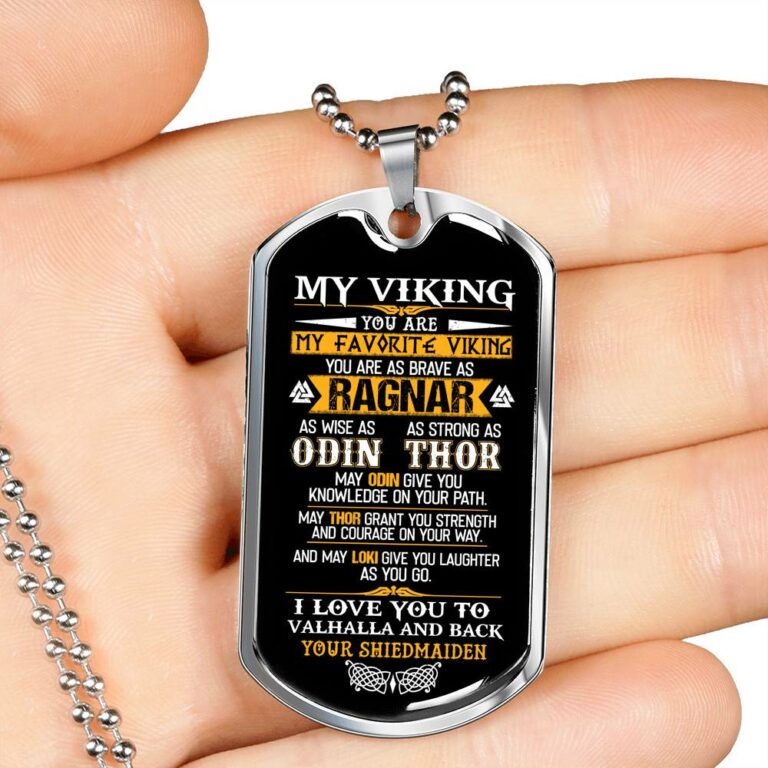 My Viking You Are My Favorite Viking You Are As Brave As Ragnar As Wise As Odin Dog Tag Pendant Necklace - Dog Tag (Silver)