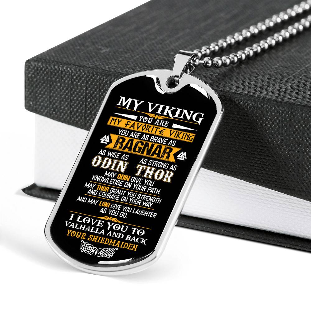 My Viking You Are My Favorite Viking You Are As Brave As Ragnar As Wise As Odin Dog Tag Pendant Necklace - Dog Tag (Silver) My Viking You Are My Favorite Viking You Are As Brave As Ragnar As Wise As Odin Dog Tag Pendant Necklace - Dog Tag (Silver)
