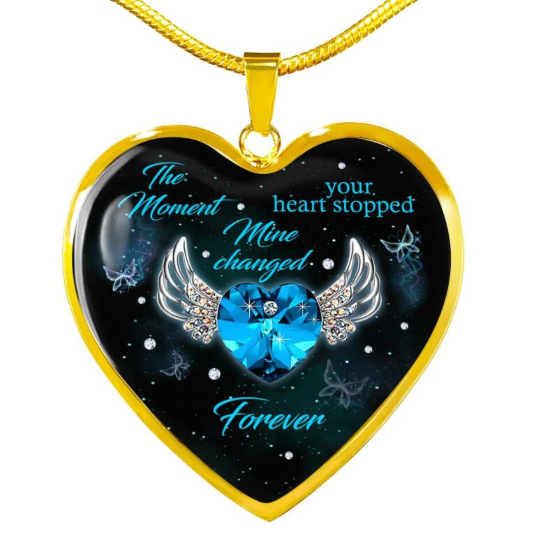The Moment Your Heart Stopped Mine Changed Forever Heart Pendant Necklace - Heart Luxury Necklace (Gold Plated)