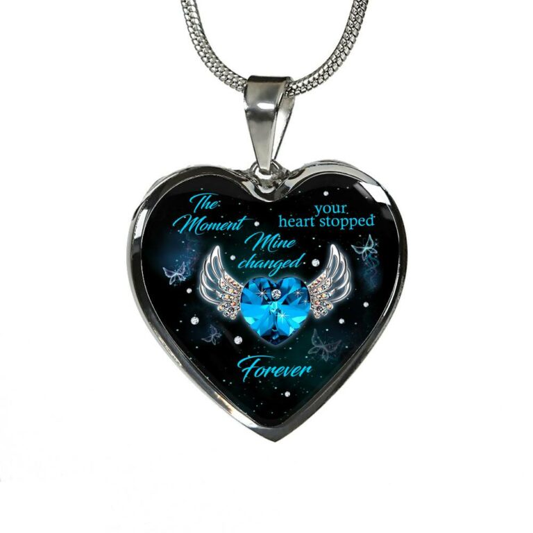 The Moment Your Heart Stopped Mine Changed Forever Heart Pendant Necklace - Heart Luxury Necklace (Silver)