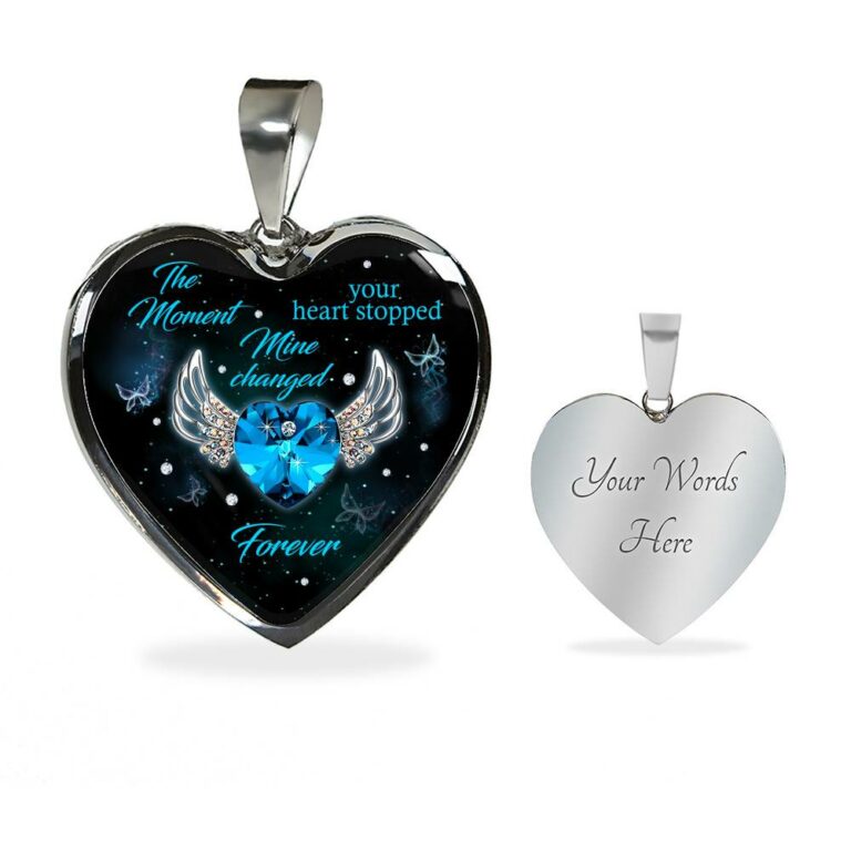 The Moment Your Heart Stopped Mine Changed Forever Heart Pendant Necklace - Heart Luxury Necklace (Silver)