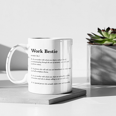 Alternative view of Work Bestie Gift Ideas for Coworkers Ceramic Coffee Mug - Beer Stein - Water Bottle