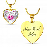 My Wings Will Have To Wait My Story Is Not Yes Butterfly Heart Pendant Necklace - Breast Cancer Survivor Necklace - Heart Luxury Necklace (Gold Plated)