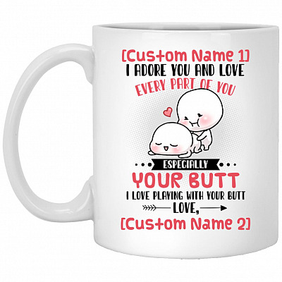 Personalized I Adore You, White, 11 oz. White Mug