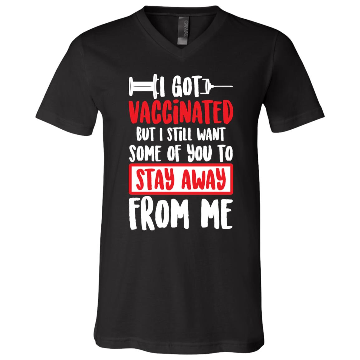I Got Vaccinated, Black, V-Neck T-Shirt