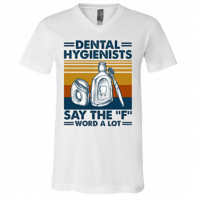 Dental Hygienists, White, V-Neck T-Shirt