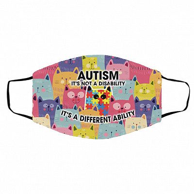 Autism It's Not Disability, White, Cloth Face Cover – Medium/Large
