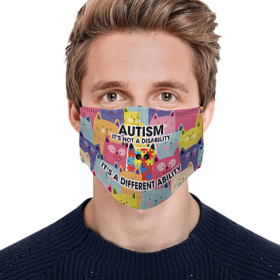 Alternative view of Autism It's Not Disability It's A Different Ability  Washable Reusable Custom Printed Cloth Face Mask Cover