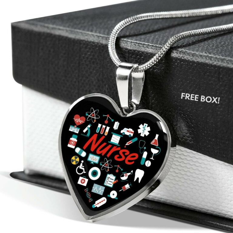 Nurse Love Heart Pendant Necklace - Heart Luxury Necklace (Silver)