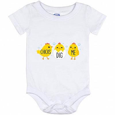 Chicks Dig, White, Baby Onesie - 12 Month