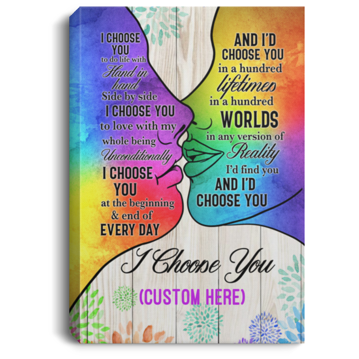 Personalized LGBT Kiss I Choose You Wrapped Framed Canvas Prints - Unframed Poster - Home Decor Wall Art, White, 0.75'' Framed Canvas Personalized LGBT Kiss I Choose You Wrapped Framed Canvas Prints - Unframed Poster - Home Decor Wall Art, White, 0.75'' Framed Canvas