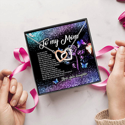 Alternative view of Daughter To My Mom I Love You For All The Times You Pick Me Up  Interlocking Hearts Pendant Necklace