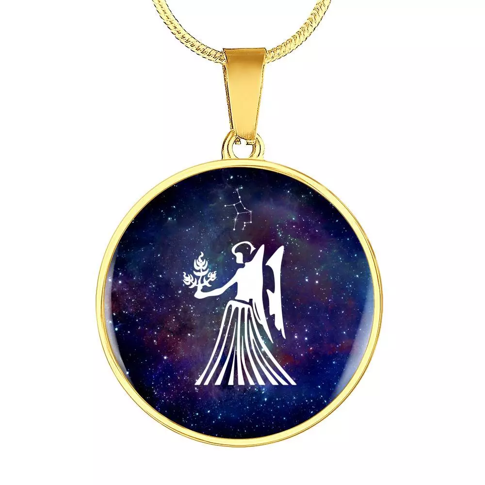 Virgo Zodiac Symbol Circle Pendant Necklace - 12 Zodiac Horoscope Jewelry - Circle Luxury Necklace (Gold Plated) Virgo Zodiac Symbol Circle Pendant Necklace - 12 Zodiac Horoscope Jewelry - Circle Luxury Necklace (Gold Plated)