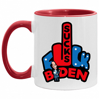 Sleepy Biden Mug, White/Red, 11 oz. Accent Mug
