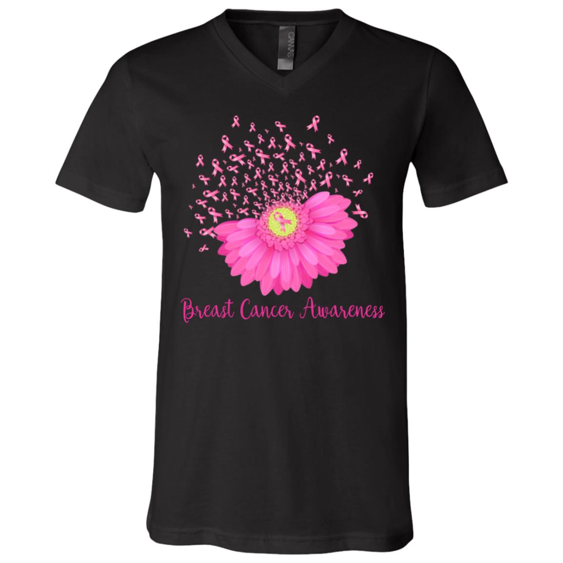 breast cancer, Black, V-Neck T-Shirt