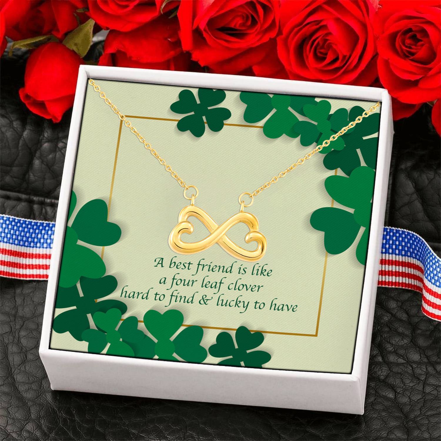 2NH. BFF Four leaf (3) Infinity Heart Necklace (Gold) 6