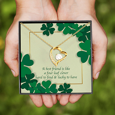 A Best Friend Is Like A Four Leave Clover Hard To Find and Lucky To Have Forever Love Pendant Necklace