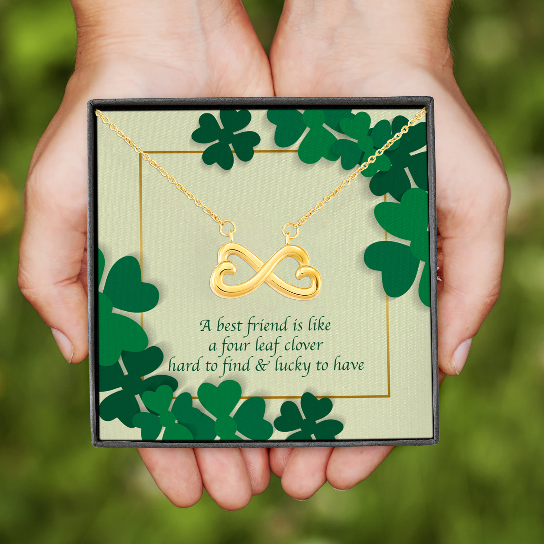 2NH. BFF Four leaf (3) Infinity Heart Necklace (Gold)