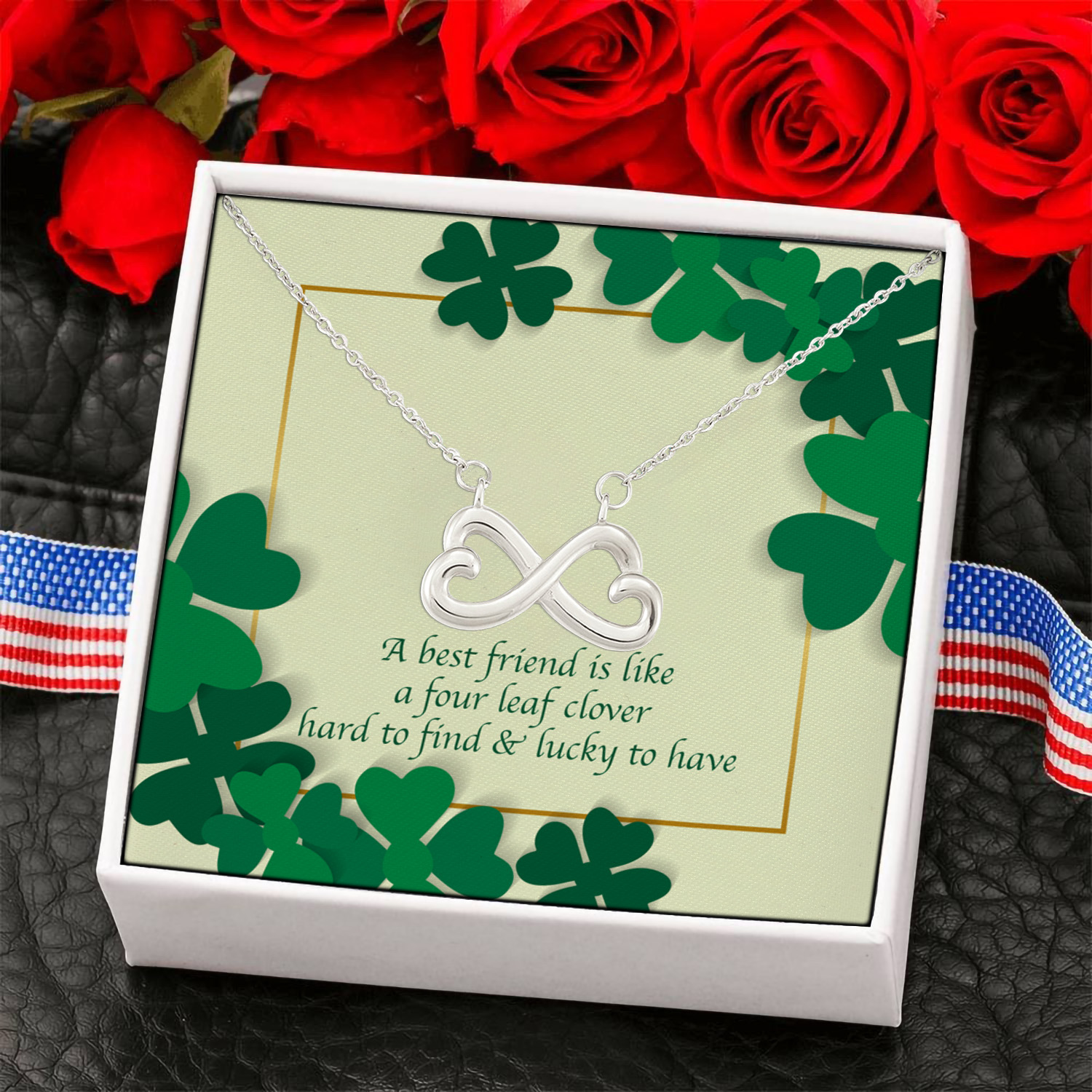 2NH. BFF Four leaf (3) Infinity Heart Necklace (Silver) 6