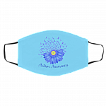 Blue Daisy Autism Awareness Day 2021 Wear Blue for Autism Washable Reusable Face Mask, Columbia Blue, Cloth Face Cover – Medium/Large