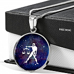 Libra Zodiac Symbol Circle Pendant Necklace - 12 Zodiac Horoscope Jewelry - Circle Luxury Necklace (Silver)