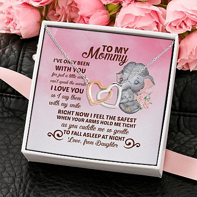 Alternative view of Mother's Day to My Mommy I've Only Been with You for Just a Little While Interlocking Hearts Pendant Necklace