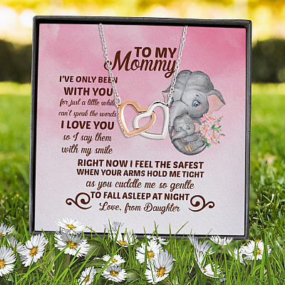 Mother's Day to My Mommy I've Only Been with You for Just a Little While Interlocking Hearts Pendant Necklace