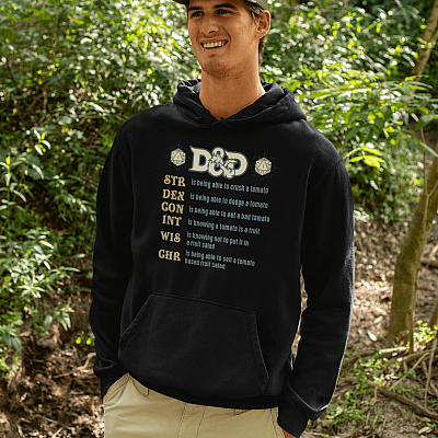Alternative view of D&D STR Dex Con Is Being Able To Crush A Tomato RPG Gaming Hoodie - Funny DnD Dungeons Sweatshirt