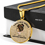Vintage a Well-Read Woman Is a Dangerous Creature Book Lover Circle Pendant Necklace - Circle Luxury Necklace (Gold Plated)