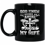 God Knew I Needed An Angel Ceramic Coffee Mug-Beer Stein-Water Bottle-Color Changing Mug, Black, 11 oz. Black Mug