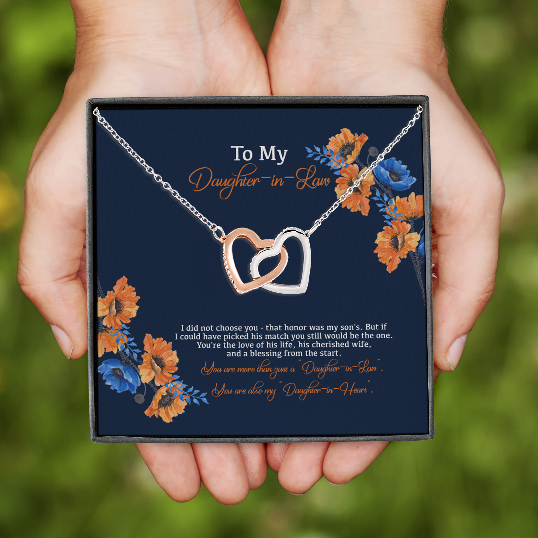 8VT. To My Daughter In Law Did Not Choose You Interlocking Hearts Necklace