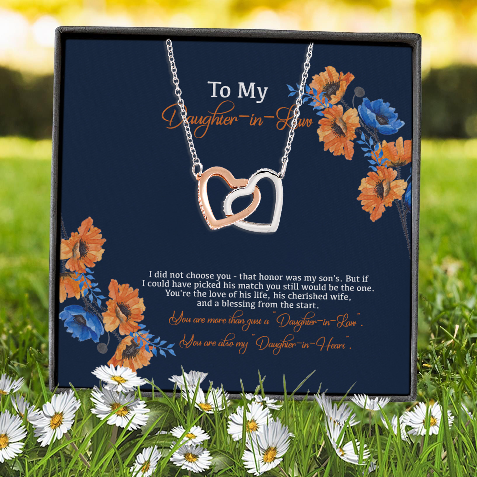 8VT. To My Daughter In Law Did Not Choose You Interlocking Hearts Necklace 7