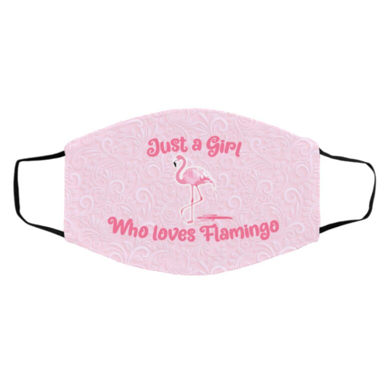Just A Girl Who Loves Flamingo, White, Cloth Face Cover – Medium/Large