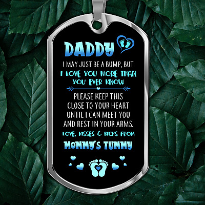 Alternative view of Daddy I May Just Be A Bump But I Love You More Than You Ever Know Love From Mommy's Tummy Dog Tag Necklace