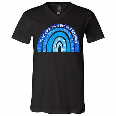 My Love for You Is Not on a Spectrum Autism Awareness Day T-Shirt - V-Neck Tee - Youth Tee, Black, V-Neck T-Shirt