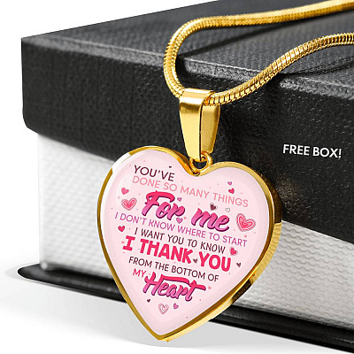 Thank You From The Bottom Of My Heart Heart Pendant Necklace - Heart Luxury Necklace (Gold Plated)