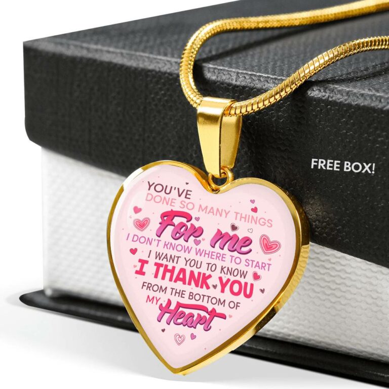 Thank You From The Bottom Of My Heart Heart Pendant Necklace - Heart Luxury Necklace (Gold Plated)