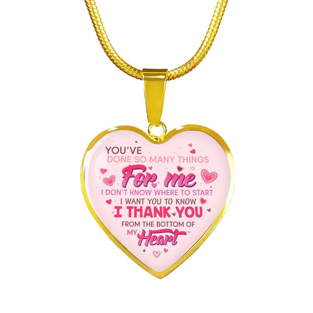 Thank You From The Bottom Of My Heart Heart Pendant Necklace - Heart Luxury Necklace (Gold Plated)