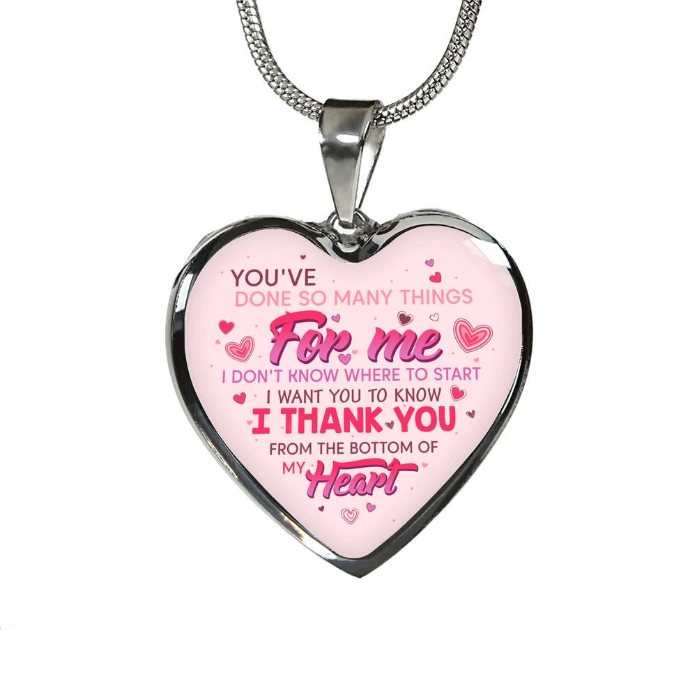Thank You From The Bottom Of My Heart Heart Pendant Necklace - Heart Luxury Necklace (Silver)