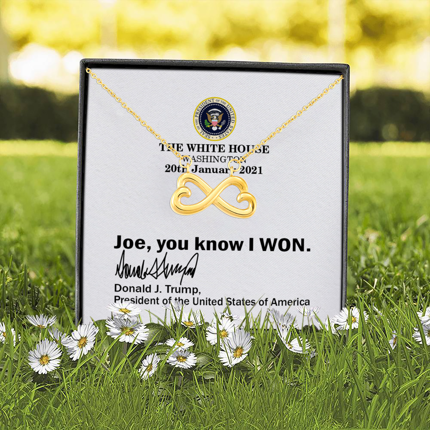 2O. Know You Won card (4) Infinity Heart Necklace (Gold) 2