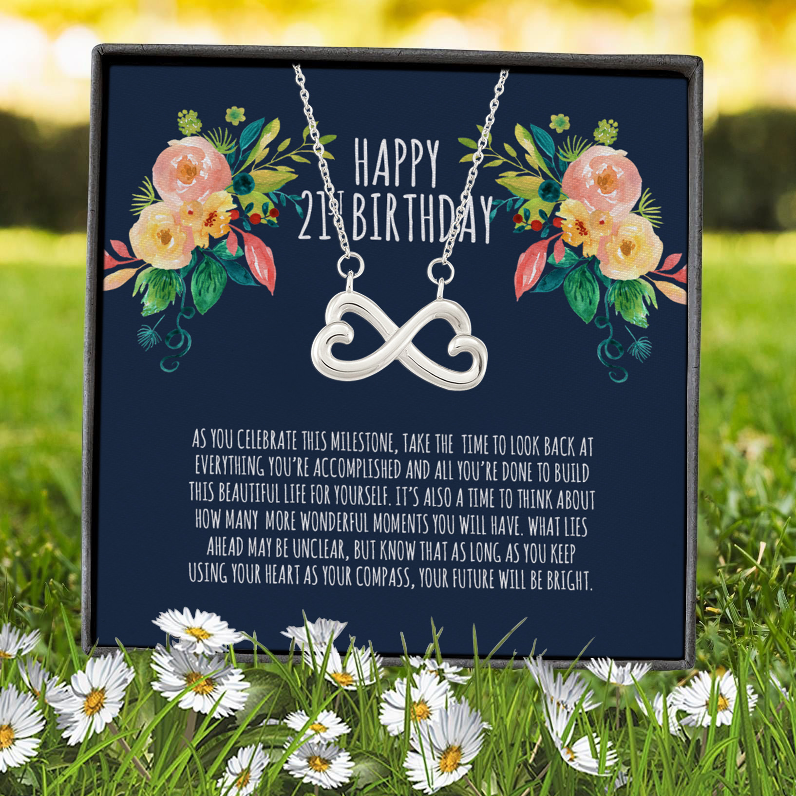 5HP. 21st Birthday Infinity Heart Necklace (Silver) 7