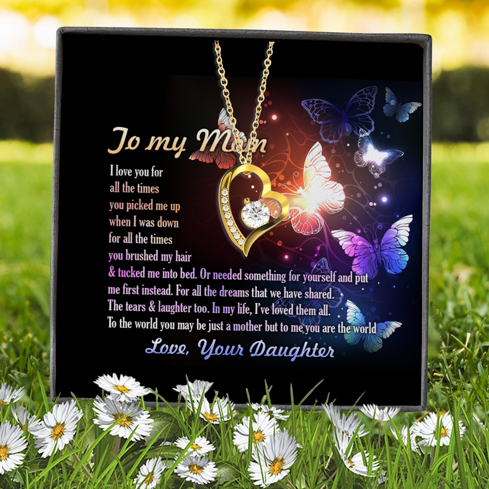 To My Mom I Love You For All The Times Forever Love Necklace (Gold) 7