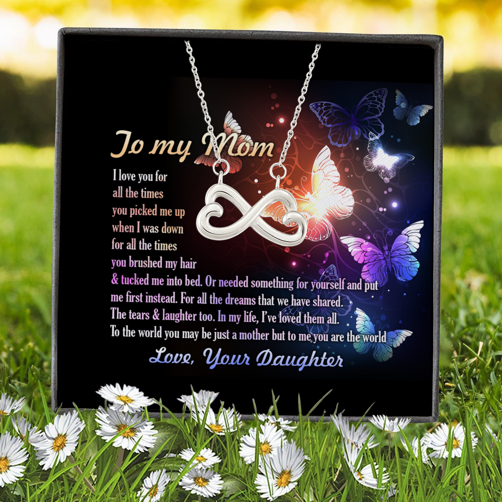 To My Mom I Love You For All The Times Infinity Heart Necklace (Silver) 7