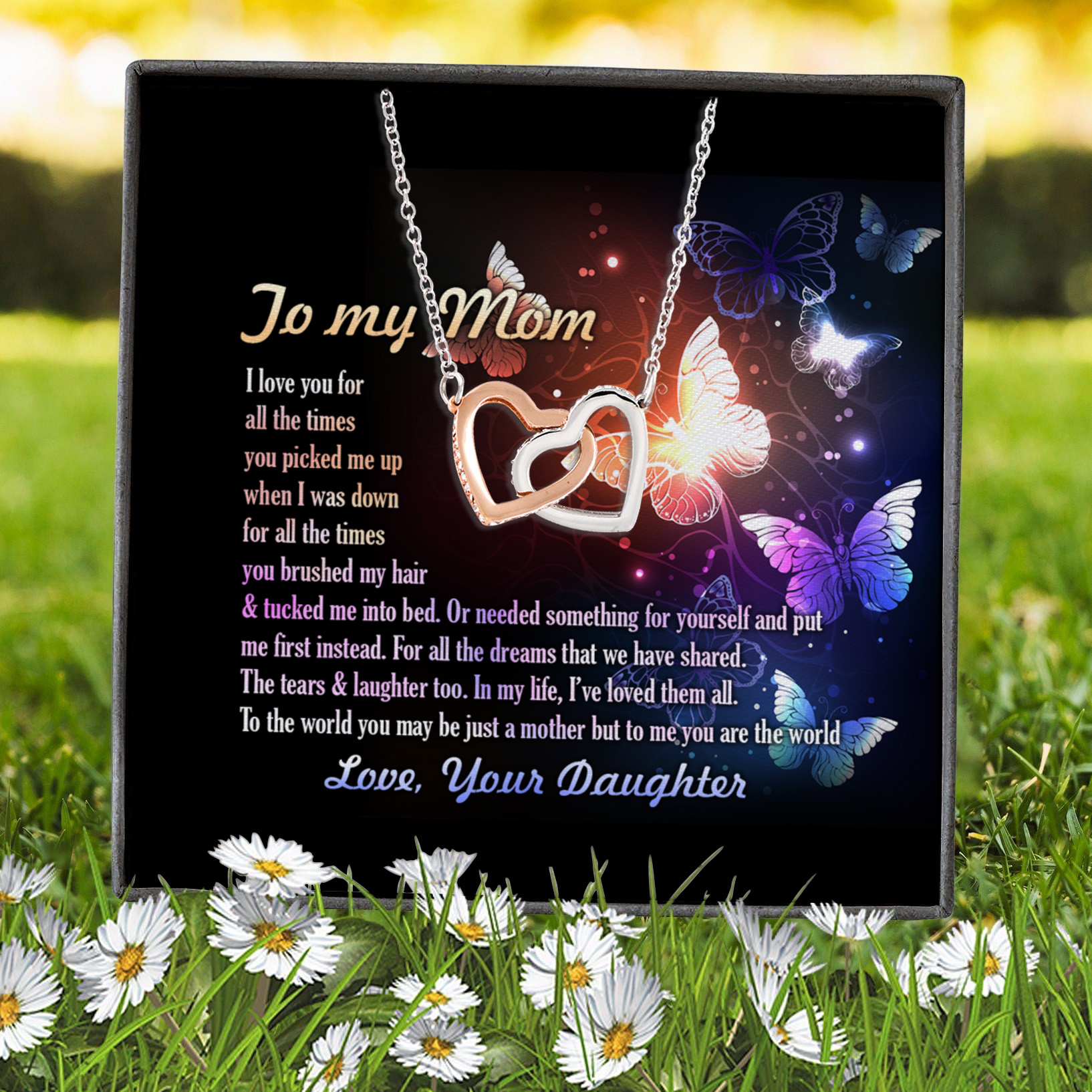 To My Mom I Love You For All The Times Interlocking Hearts Necklace 7