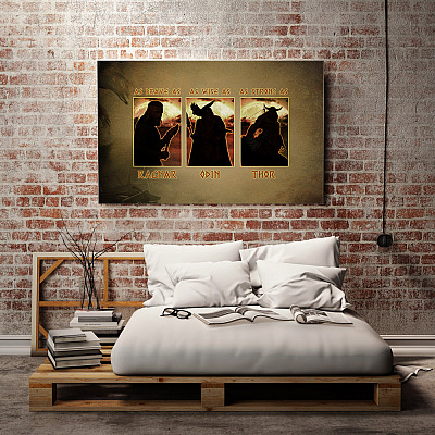 Alternative view of Viking Brave as Ragnar Wise as Odin Strong Viking Warrior Framed Canvas Unframed Poster – Home Decor Wall Art