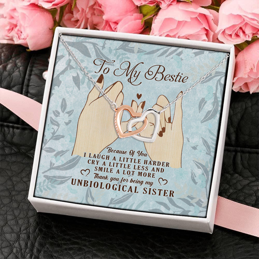 6KT. To My Bestie Hand In Hand card (5) Interlocking Hearts Necklace 4
